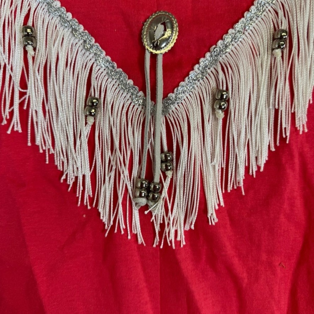 Vintage NWT 1992 Southwestern Fashion Red Fringe Concho Studded T-Shirt Large - Picture 4 of 13